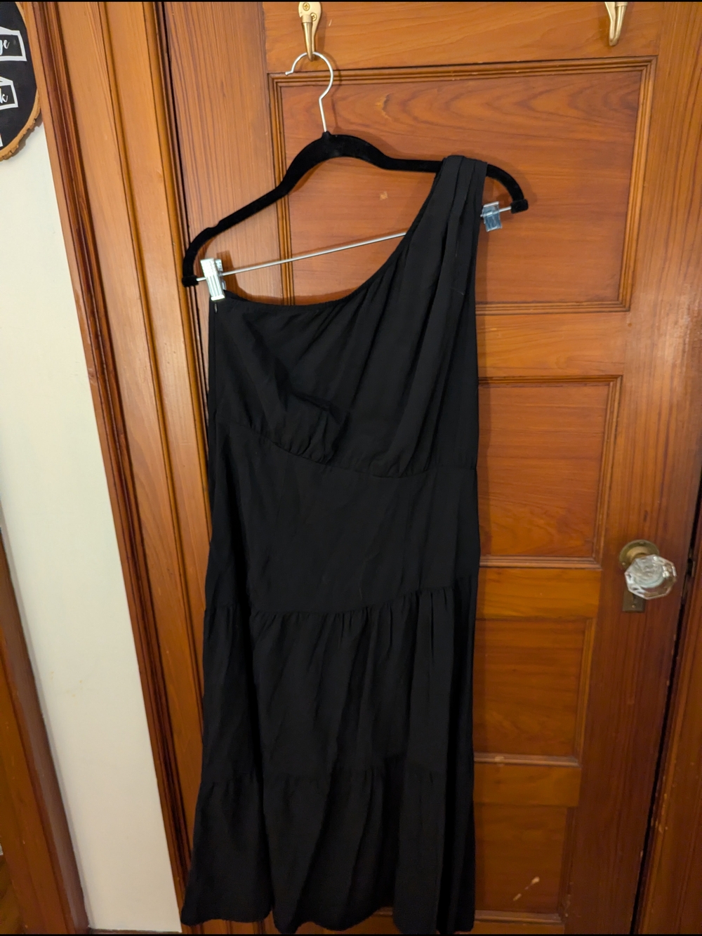 One-Shoulder Black Women's Maxi Dress